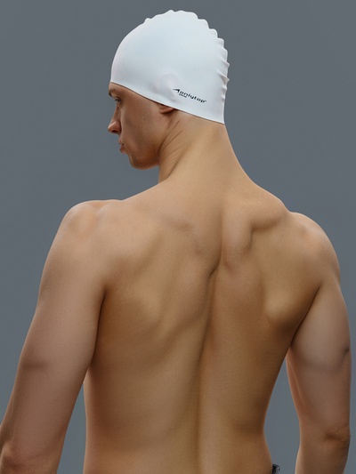 Шапочка для плавания взрослая ONLYTOP, силиконовая, 56 г, обхват 54-60 см, белая