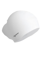 Шапочка для плавания взрослая ONLYTOP, для длинных волос, силиконовая, обхват 54-60 см, белая - Фото 1