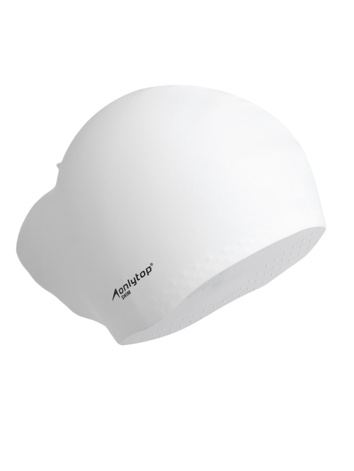 Шапочка для плавания взрослая ONLYTOP, для длинных волос, силиконовая, обхват 54-60 см, белая - Фото 1