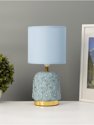Лампа настольная «Букет» 1×40 Вт Е14 голубой 14.5×14.5×30 см МОДЕЛЬ