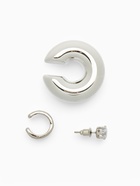 Серьга и кафф QF «Бублик», набор 3 шт. стразы, цвет серебро - Фото 3