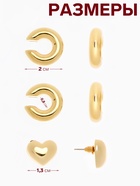 Набор серьги и каффы 3 шт. «Бублик», сердце, цвет золото - Фото 3
