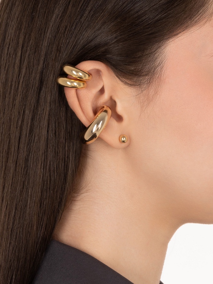 Серьги и кафф QF «Бублики трио», набор 4 шт. цвет золото - Фото 1