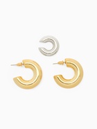 Серьги кольца и каффы QF «Бублик», набор, цвет серебро, золото - Фото 6