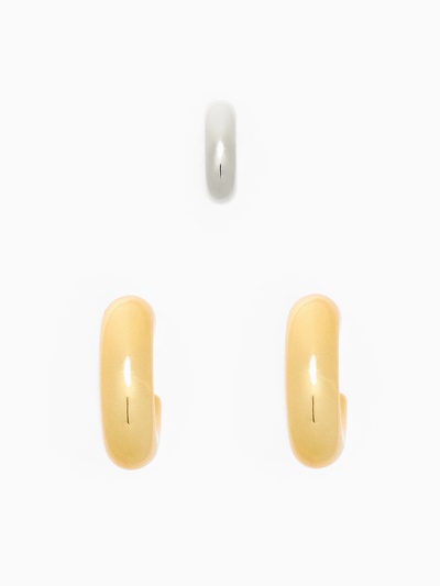 Серьги кольца и каффы QF «Бублик», набор, цвет серебро, золото