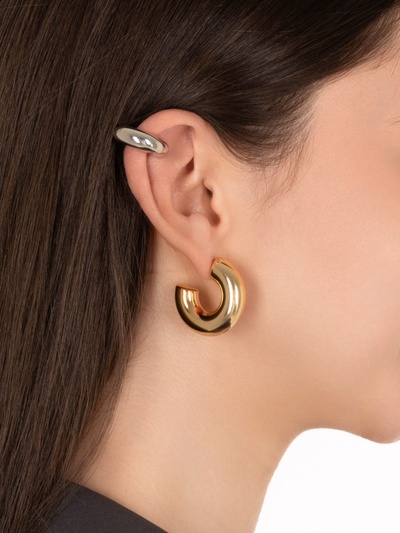 Серьги кольца и каффы QF «Бублик», набор, цвет серебро, золото