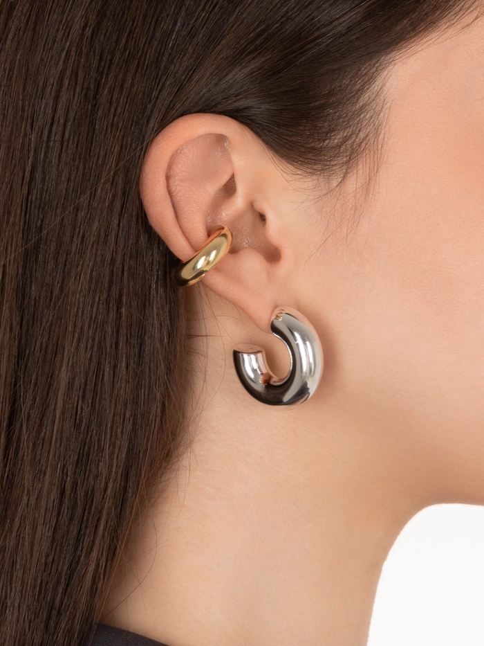 Серьги кольца и каффы QF «Бублик», набор, цвет золото, серебро - Фото 1