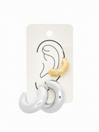 Серьги кольца и каффы QF «Бублик», набор, цвет золото, серебро - Фото 6