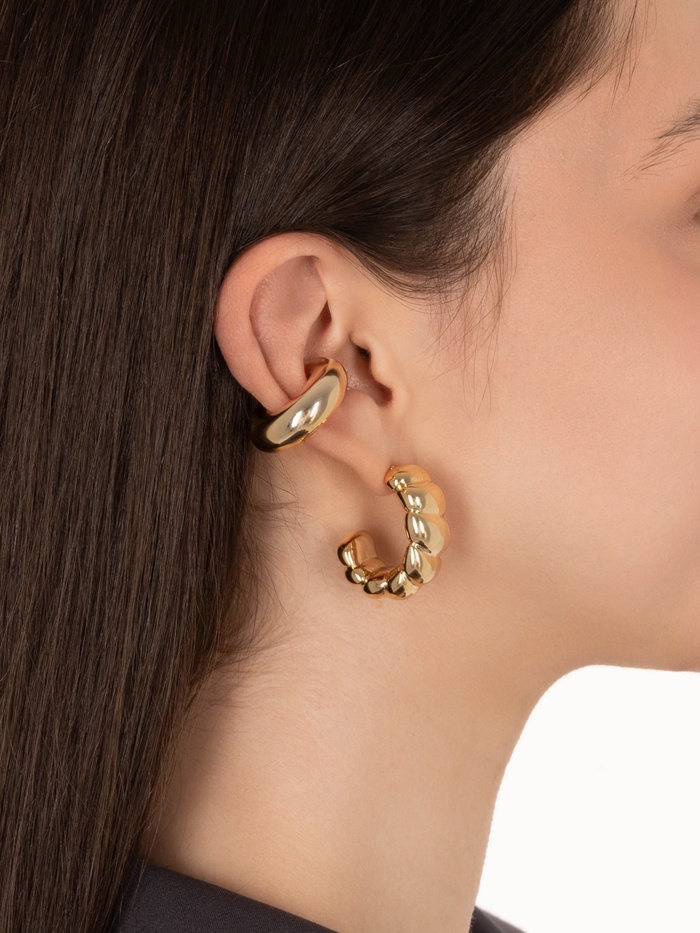 Серьги и каффы QF «Плетённый бублик», набор, цвет золото - Фото 1