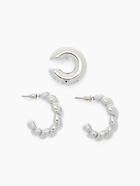 Серьги и каффы QF «Плетённый бублик», набор, цвет серебро - Фото 6