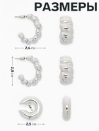 Серьги и каффы QF «Плетённый бублик», набор, цвет серебро - Фото 3