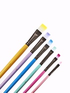 Набор кистей для рисования, синтетика, 6 штук: № 2, 4, 6, 8, 10, 12, плоские, с цветными ручками, пастель, международный размер - фото 65447794