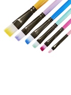 Набор кистей для рисования, синтетика, 6 штук: № 2, 4, 6, 8, 10, 12, плоские, с цветными ручками, пастель, международный размер - фото 65447795