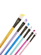 Набор кистей для рисования, синтетика, 6 штук: № 2, 4, 6, 8, 10, 12, плоские, скошенные, с цветными ручками, международный размер 10843666