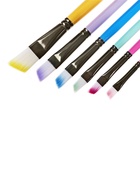 Набор кистей для рисования, синтетика, 6 штук: № 2, 4, 6, 8, 10, 12, плоские, скошенные, с цветными ручками, международный размер 10843666