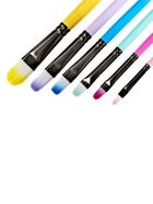 Набор кистей для рисования, синтетика, 6 штук: № 2, 4, 6, 8, 10, 12, плоские, скошенные, с цветными ручками, международный размер - фото 65447800