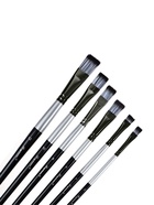 Набор кистей для рисования, синтетика, 6 штук: № 2, 4, 6, 8, 10, 12, плоские, чёрно - серые, международный размер - Фото 6