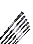 Набор кистей для рисования, синтетика, 6 штук: № 2, 4, 6, 8, 10, 12, плоские, закругленные, чёрно - серые, международный размер 10843672