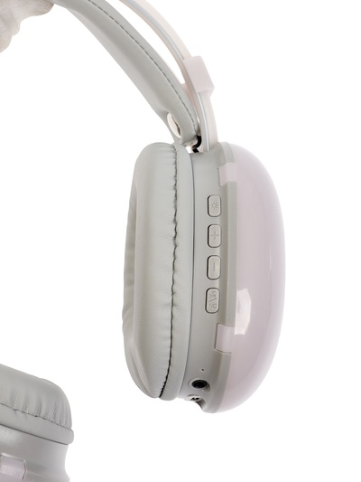 Наушники беспроводные, полноразмерные, Mybit W-33, RGB подсветка, Bluetooth 5.3, 800 мАч, Type-C, RGB подсветка, белые