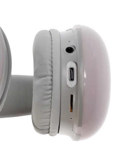 Наушники беспроводные, полноразмерные, Mybit W-33, RGB подсветка, Bluetooth 5.3, 800 мАч, Type-C, RGB подсветка, белые