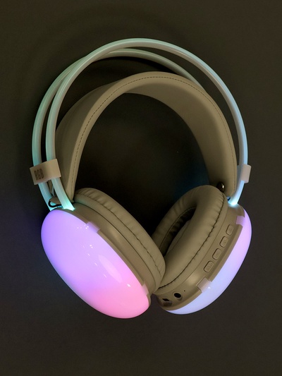 Наушники беспроводные, полноразмерные, Mybit W-33, RGB подсветка, Bluetooth 5.3, 800 мАч, Type-C, RGB подсветка, белые