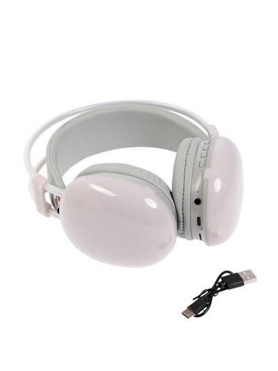 Наушники беспроводные, полноразмерные, Mybit W-33, RGB подсветка, Bluetooth 5.3, 800 мАч, Type-C, RGB подсветка, белые