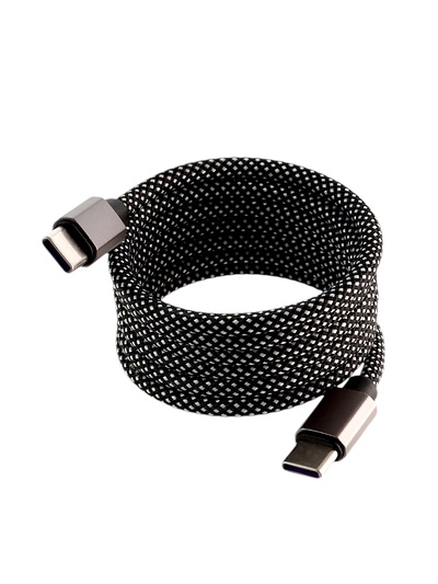 Кабель Type-C - Type-C, магнитный, 3 А, 60 Вт, с оплёткой, серый