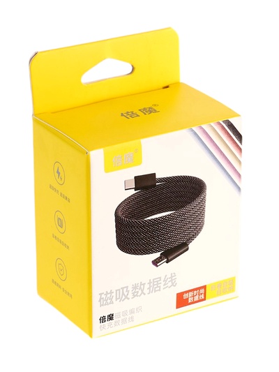 Кабель Type-C - Type-C, магнитный, 3 А, 60 Вт, с оплёткой, серый