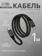 Кабель Type-C - Type-C, магнитный, 3 А, 60 Вт, с оплёткой, серый - Фото 1