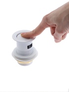 Донный клапан ZEIN engr, маленькая кнопка, с переливом, нержавеющая сталь, белый - Фото 4