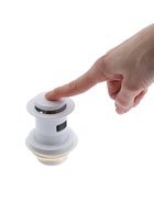 Донный клапан ZEIN engr, маленькая кнопка, с переливом, нержавеющая сталь, белый - Фото 5