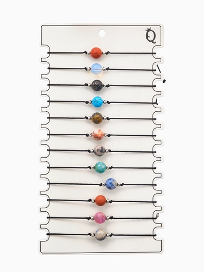 Браслет-оберег «Нить судьбы», шар №8, цветной в золоте