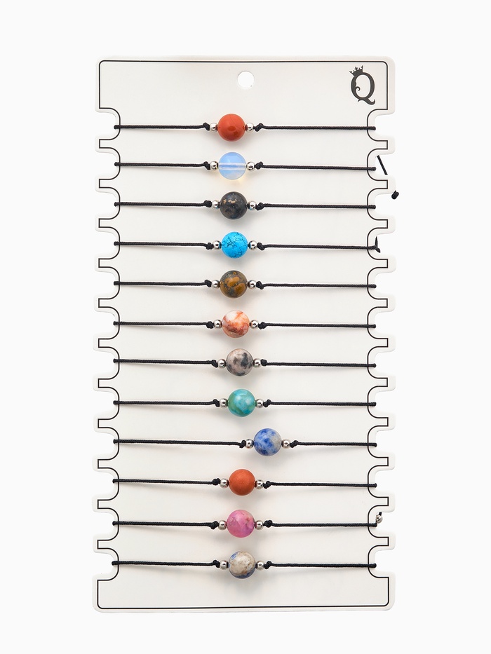 Браслет-оберег «Нить судьбы», шар №8, цветной в золоте - Фото 1