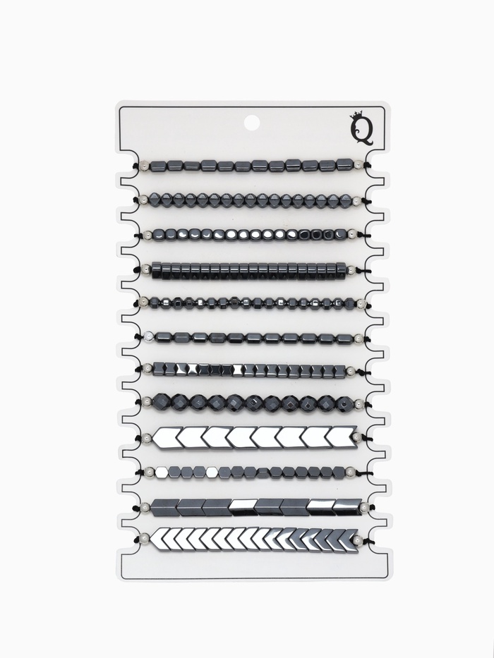 Браслет-оберег «Гематит» ассорти форм, серый - Фото 1