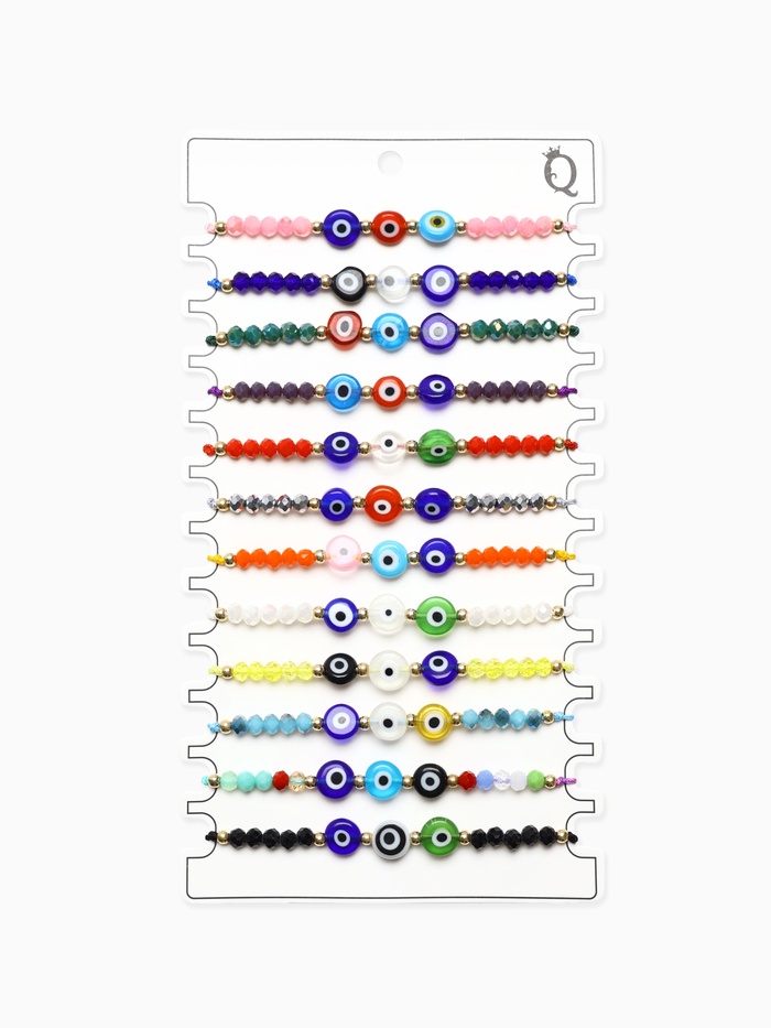 Браслет-оберег «Глазик» ассорти, цветной в серебре - Фото 1