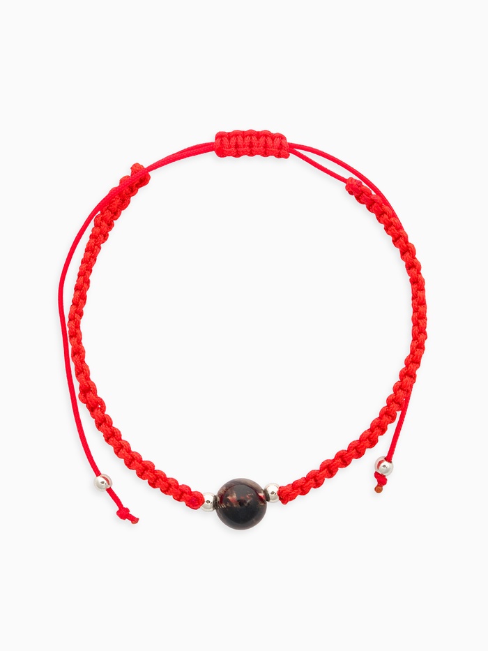 Браслет-оберег «Красная нить» шар №8, цветной в серебре - Фото 1