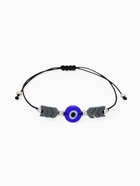 Браслет-оберег «Глазик» на нити, гематит, чёрный в серебре - Фото 1