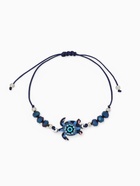 Браслет «Черепашка» на нити, бусина, тёмно-синий в серебре - Фото 1