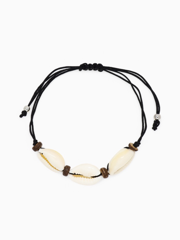 Браслет на нити «Ракушка. Кокос», d=7 см, чёрный в серебре - Фото 1