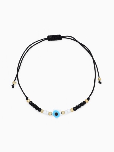 Браслет-оберег «Глазик» на нити, звезда, чёрный в золоте