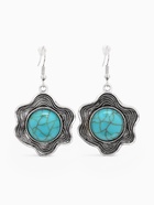 Серьги «Бирюзовый мир» круг в волне, голубые в чернённом серебре - Фото 3