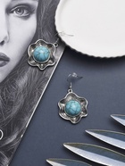 Серьги «Бирюзовый мир» круг в волне, голубые в чернённом серебре - Фото 6