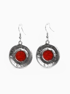 Серьги «Круг», винтаж, красные в чернённом серебре - Фото 4
