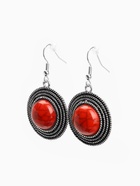 Серьги «Круг», винтаж, красные в чернённом серебре - Фото 7