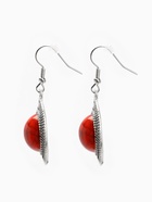 Серьги «Круг», винтаж, красные в чернённом серебре - Фото 3