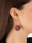 Серьги «Круг», винтаж, красные в чернённом серебре - Фото 6