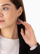 Серьги «Круг», винтаж, красные в чернённом серебре - Фото 2