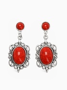 Серьги «Ажур» капля винтаж, красные в чернённом серебре - Фото 3