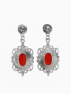 Серьги «Ажур» капля винтаж, красные в чернённом серебре - Фото 4