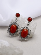 Серьги «Ажур» капля винтаж, красные в чернённом серебре - Фото 9